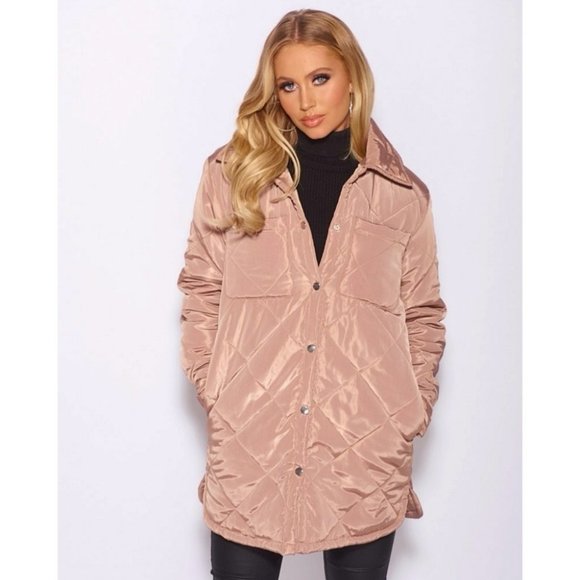 Brown Quilted Long Sleeve Collared Padded Coat - Picture 2 of 16